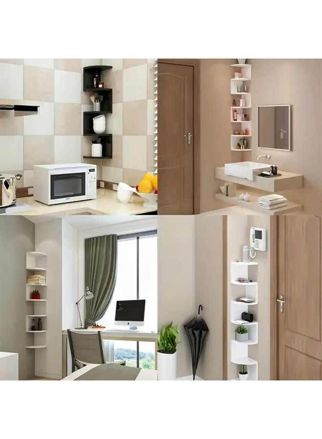 Black Thickened Five Tier Corner Floating Shelf No Drill Triangle Design - Image 5